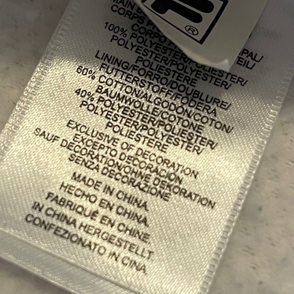 Fila Sherpa Hoodie White with navy drawstring at neckline - Picture 4 of 6